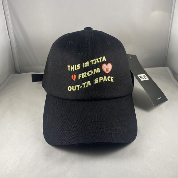 [BTS] BT21 Official TATA Baseball Cap Black Lettering Hat From Outa Space NEW - Picture 1 of 7
